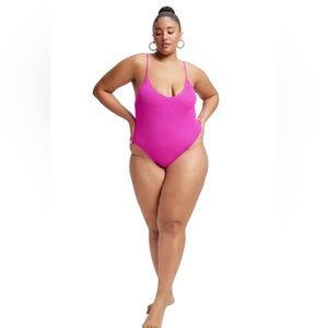 NWT Good American Always Fits One Piece in Hawaiian Pink Sz. 5/6 Women Swimsuit